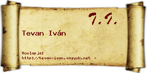 Tevan Iván névjegykártya